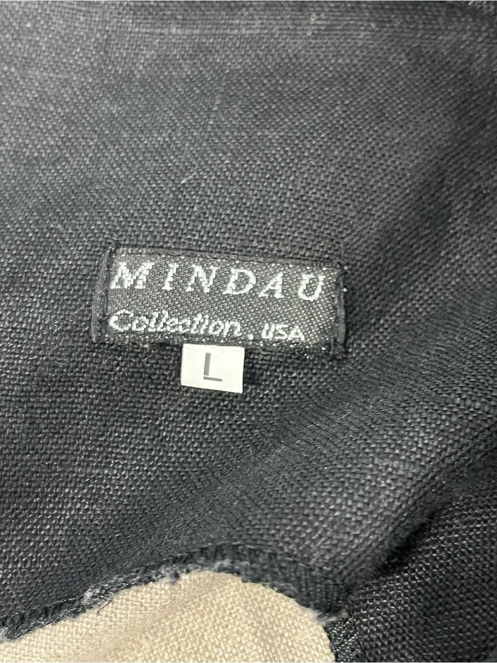 Mindau Linen Shift Dress Sleeveless Side Button Black Asymmetrical Hem Large